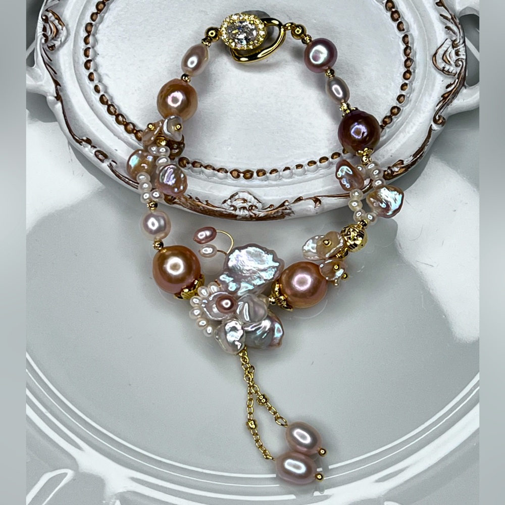 Handmade Freshwater Premium Keshi Pearl Butterfly 🦋 Edison Pearl Bracelet